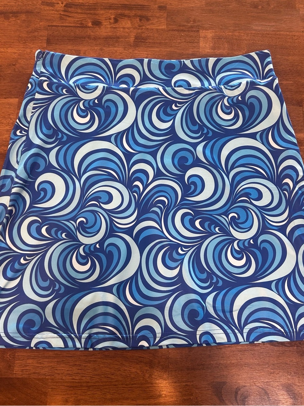 Top it off Swirl Print Golf Skirt in Bright Blues